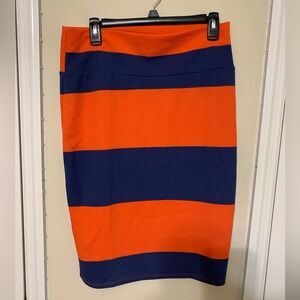 Women’s Large- orange and sugar blue striped skirt